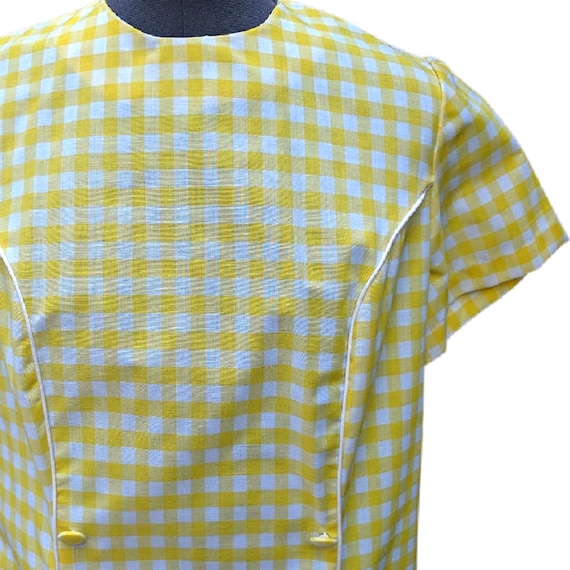 Vintage 60s yellow and white gingham mod dress, d… - image 3