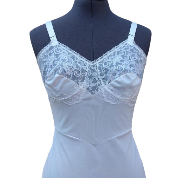 Vintage 60s white lace and nylon dress slip - image 2