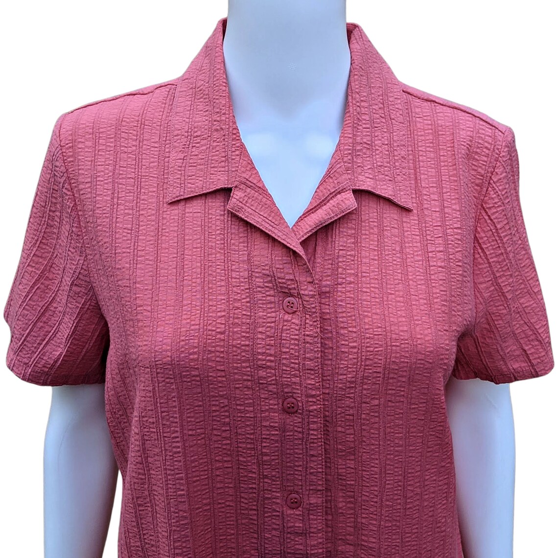 Vintage deep coral pink short sleeve sport blouse | Etsy