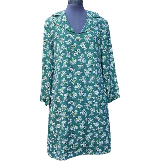 Vintage 1960's green long sleeve mod mini dress