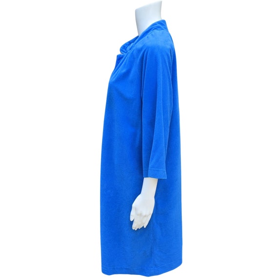 Vintage 60s blue knee length fleece robe housecoat - image 5