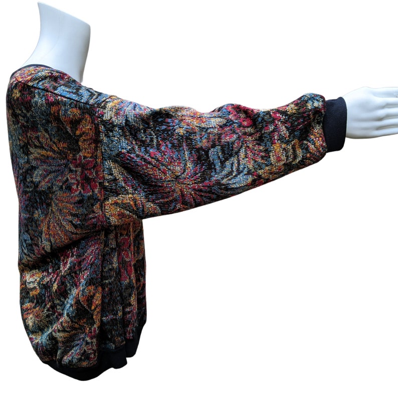 Vintage 1980's multi color metallic floral long sleeve thin knit sweater image 6