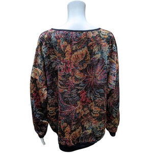 Vintage 1980's multi color metallic floral long sleeve thin knit sweater image 7