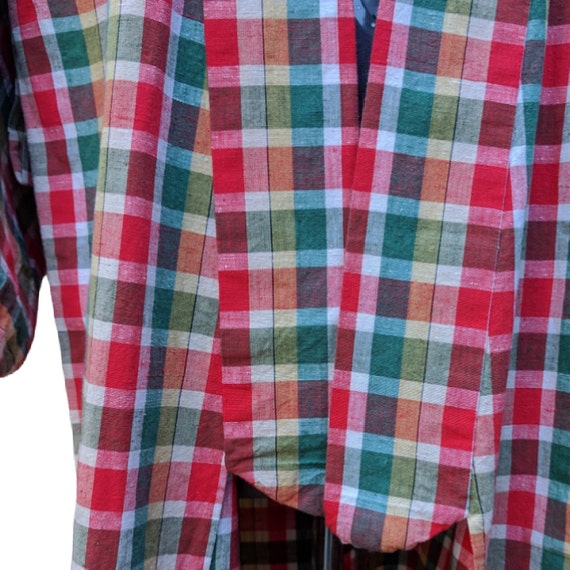 Vintage red, yellow and green plaid cotton Japane… - image 10