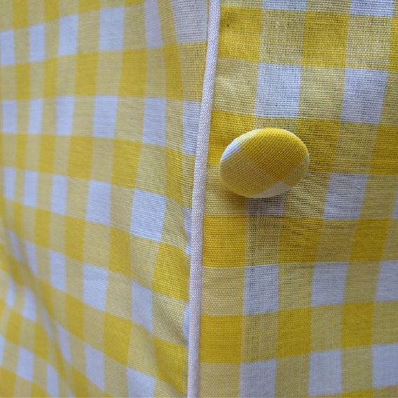 Vintage 60s yellow and white gingham mod dress, d… - image 4