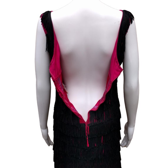 Vintage 50s or 60s black and pink flapper style f… - image 7