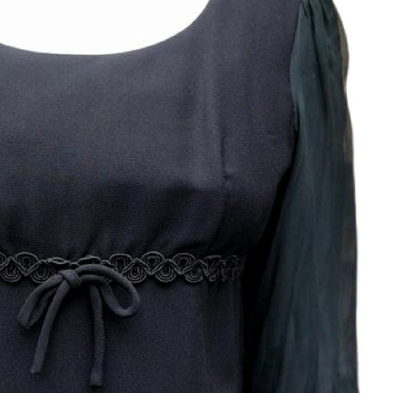 Vintage 60s black crêpe chiffon puff sleeve cockt… - image 3