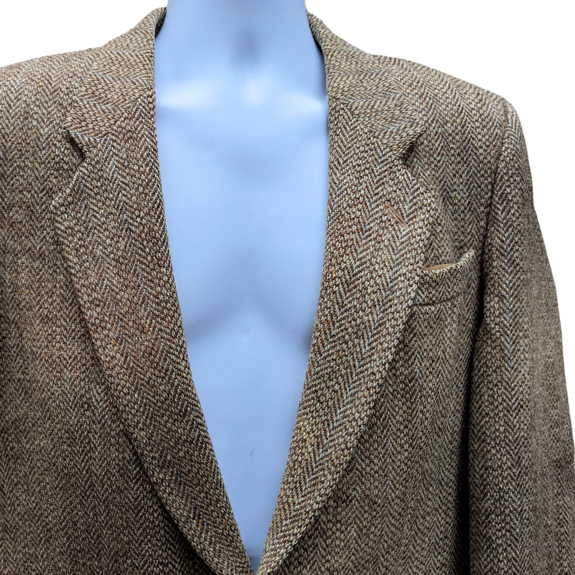 Vintage 1970s Brown Harris Tweed Leisure Sportscoat Jacket