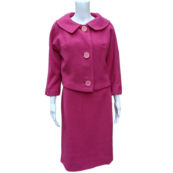 womens pink tweed skirt suit