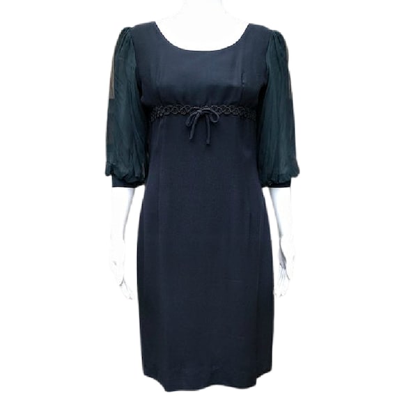 Vintage 1960's black crêpe chiffon puff sleeve coc