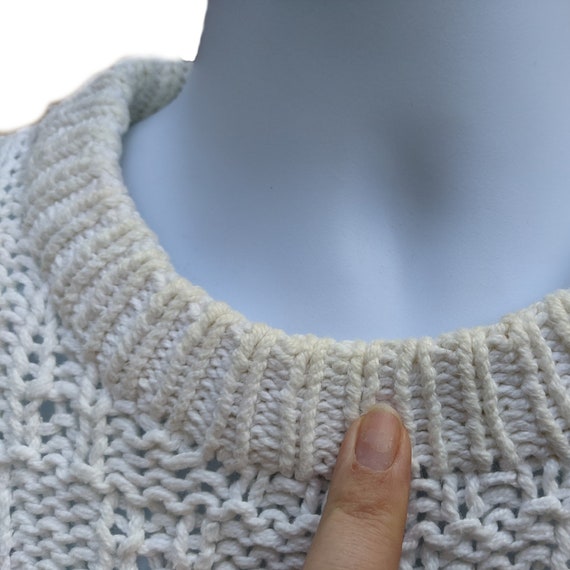 Vintage 80s white cotton cable knit sweater - image 8
