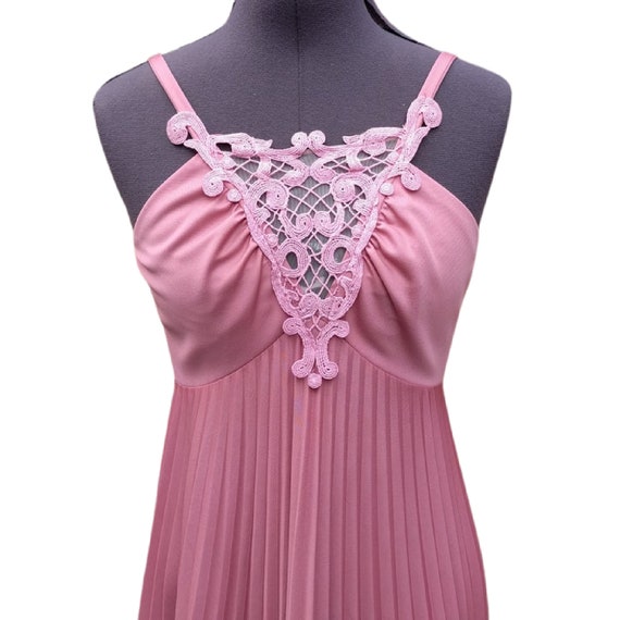 Vintage 70s dusty rose pleated skirt dress - image 2