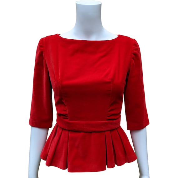Red velvet peplum top sale