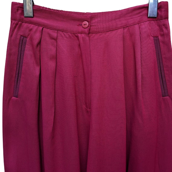 Vintage 80s deep red high waist rayon trousers - image 2