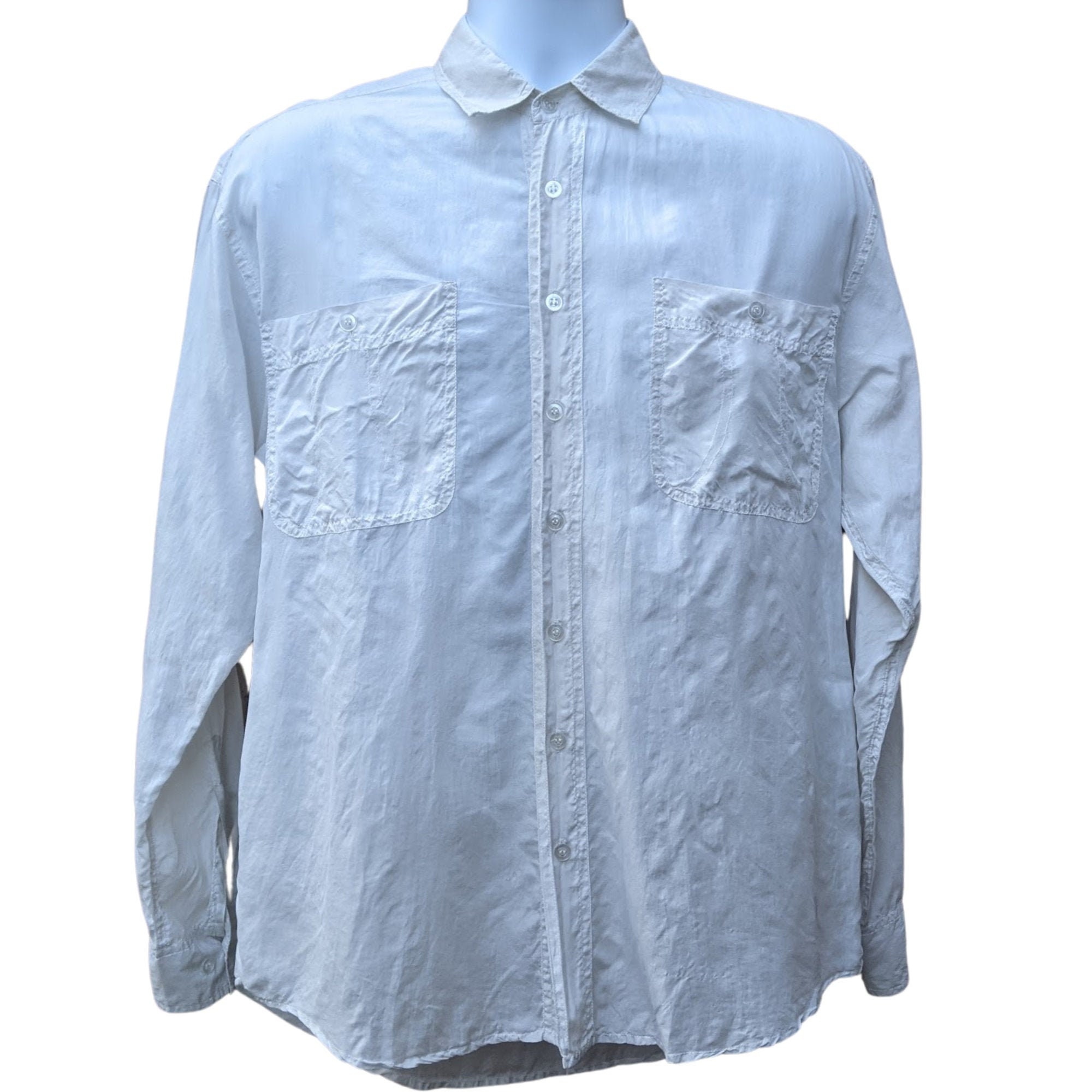 Silk Pale White Oyster Gray Shirt 2 