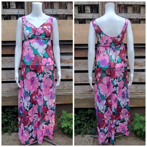 Vintage 1960's or 70's Sheer Pink, Green and Red