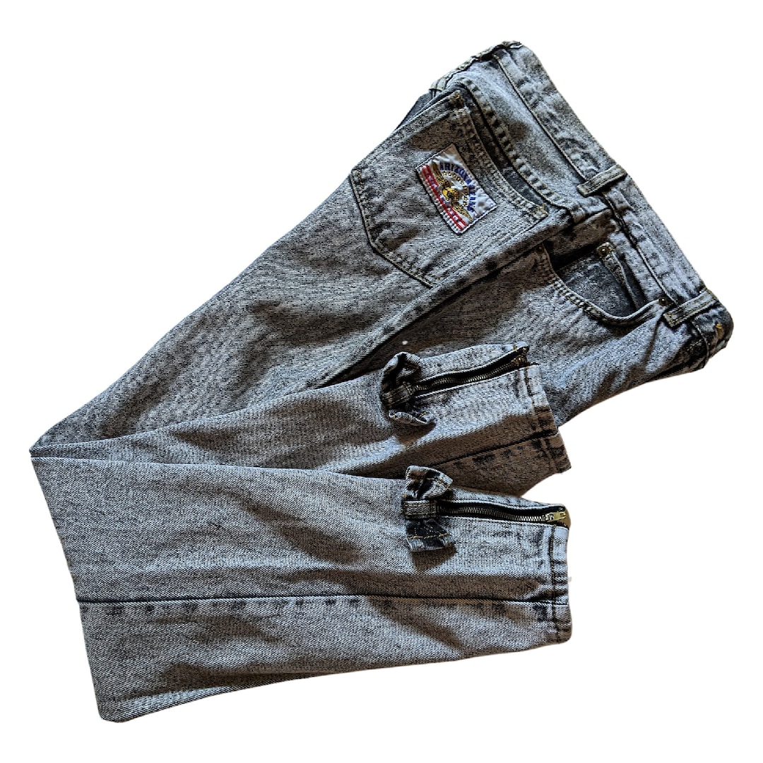 Vintage 80s High Waist Black Stonewashed Denim Jeans With
