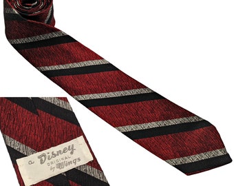 Vintage 1950s red, gray and black stripped necktie from Disney by Wings