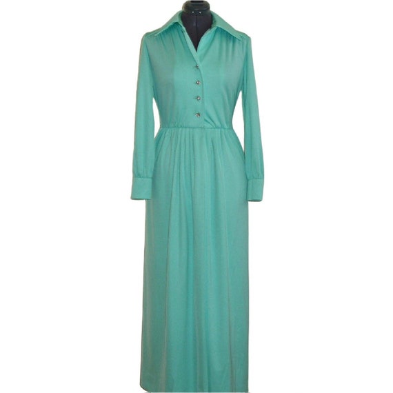 seafoam green dress with sleeves Vintage 70s Rhinestone Buttons colour:GREEN