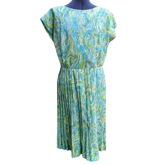 Vintage 50s or 60s green, yellow, blue and white … - image 1