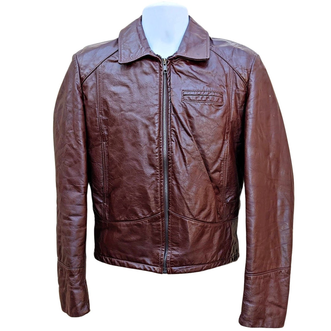 Vintage 70s or 80s Ox Blood Red Leather Cafe Racer Style Jacket Etsy Ireland