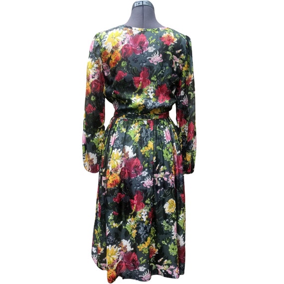 Vintage 1950's silk dress, multicolor floral prin… - image 6