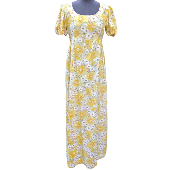 Vintage yellow and white floral soft cotton maxi d