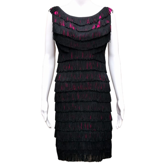 1960s Silk Fringe Flapper Mini Dress Playsuit