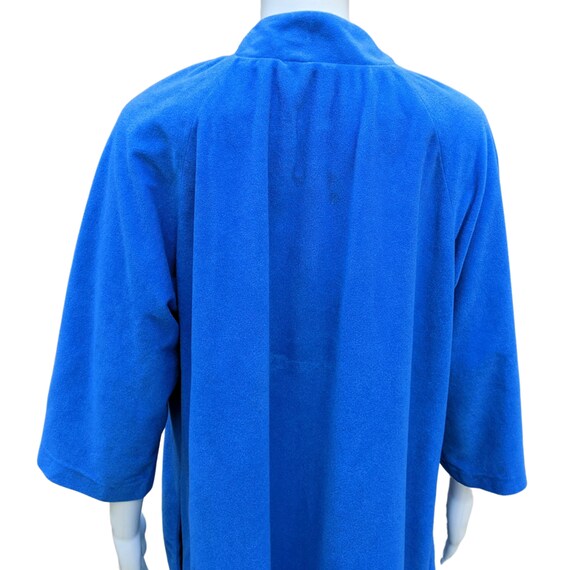 Vintage 60s blue knee length fleece robe housecoat - image 8