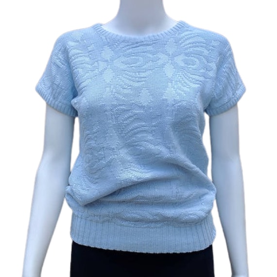 Vintage 80s Powder Blue Short Sleeve Loose Fit Knit Top - Etsy Vintage 80s Powder Blue Short Sleeve Loose Fit Knit Top - Etsy
