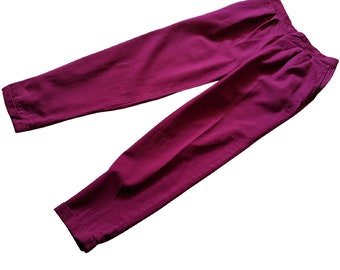 Vintage 80's deep raspberry pink high waist pleated front trousers with cuff