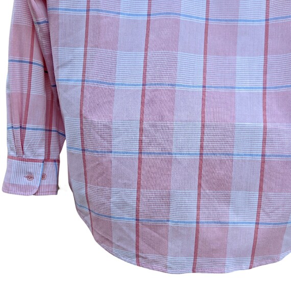 Vintage 80s pastel pink and blue plaid shirt by C… - image 7