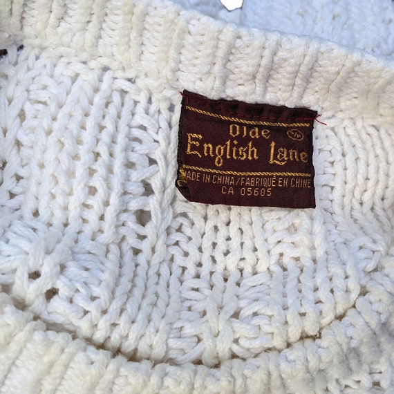 Vintage 80s white cotton cable knit sweater - image 9