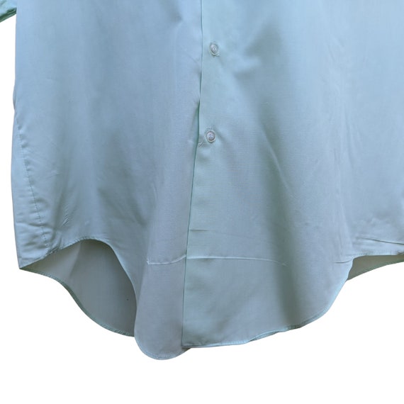 Vintage 70s mint green long collar shirt, pale gr… - image 3