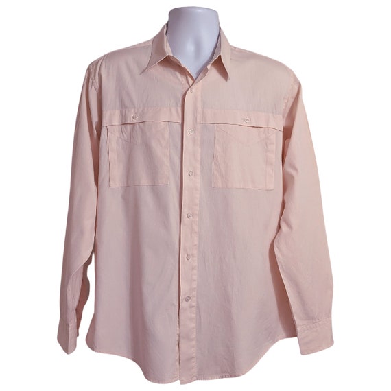 Vintage 80s men's shirt, pale pink 80s shirt, 2 p… - image 1