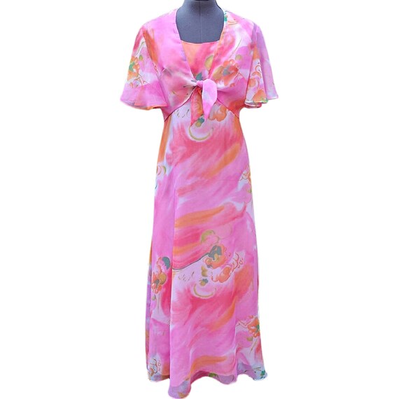 Vintage pink maxi dress with matching sheer jacket