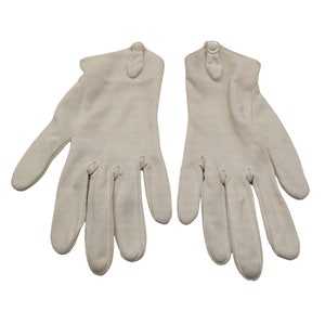 Vintage 1950's or 60's white nylon gloves with decorative button detail
