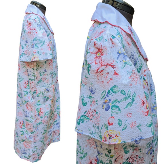 Vintage 80's or 90s floral cotton blend smock / h… - image 5