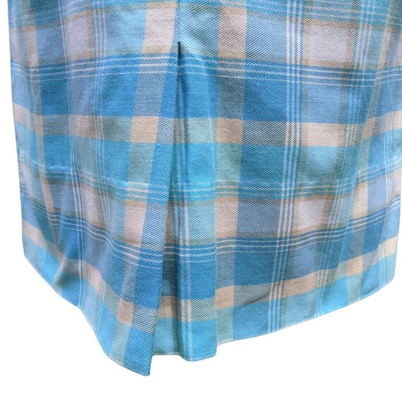 Vintage 50s or 60s blue and white cotton plaid pe… - image 6