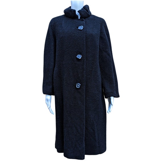 Vintage 1960's black chenille coat