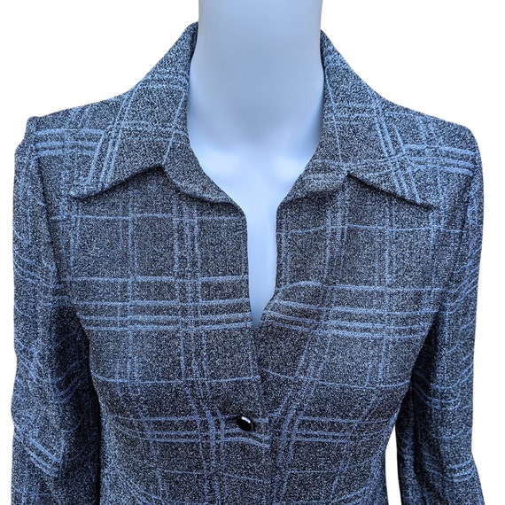 Vintage 70s or 80s silver plaid metallic large co… - image 2