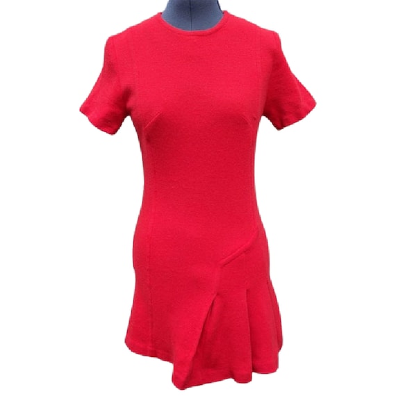 Vintage 1960's red wool micro mini tennis dress