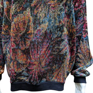 Vintage 1980's multi color metallic floral long sleeve thin knit sweater image 3
