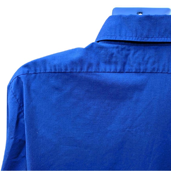 Vintage 70s or 80s blue cotton work shirt by Cham… - image 7