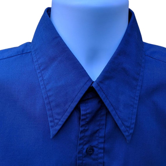 Vintage 70s or 80s blue cotton work shirt by Cham… - image 3