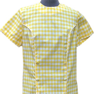 Vintage 60s yellow and white gingham mod dress, deadstock vintage image 2