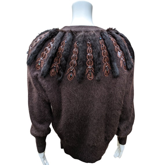 Vintage 1980's chocolate brown lambs wool and ang… - image 7