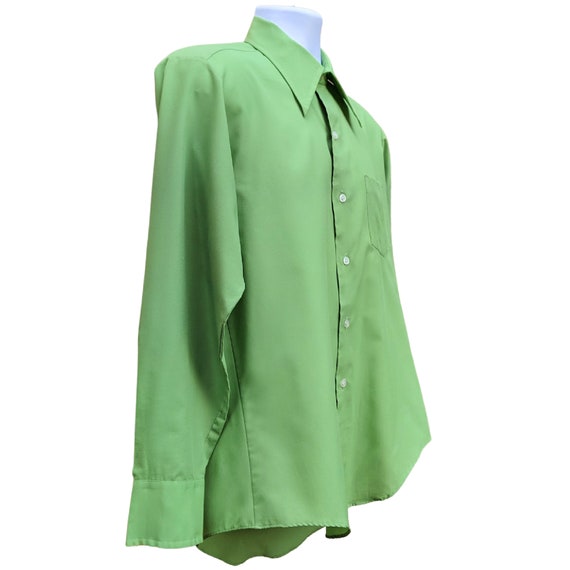 Vintage 60s or 70s apple green 100% polyester lon… - image 4