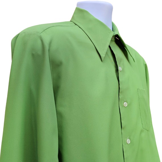 Vintage 60s or 70s apple green 100% polyester lon… - image 5
