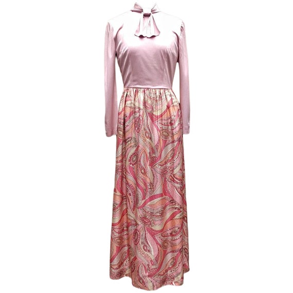 Vintage pale pink metallic maxi dress